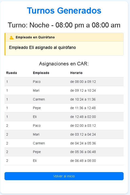 Visualización de turnos generados